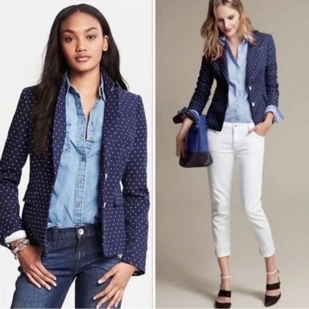 Banana Republic Polka Dot Blazer in Navy Size 0